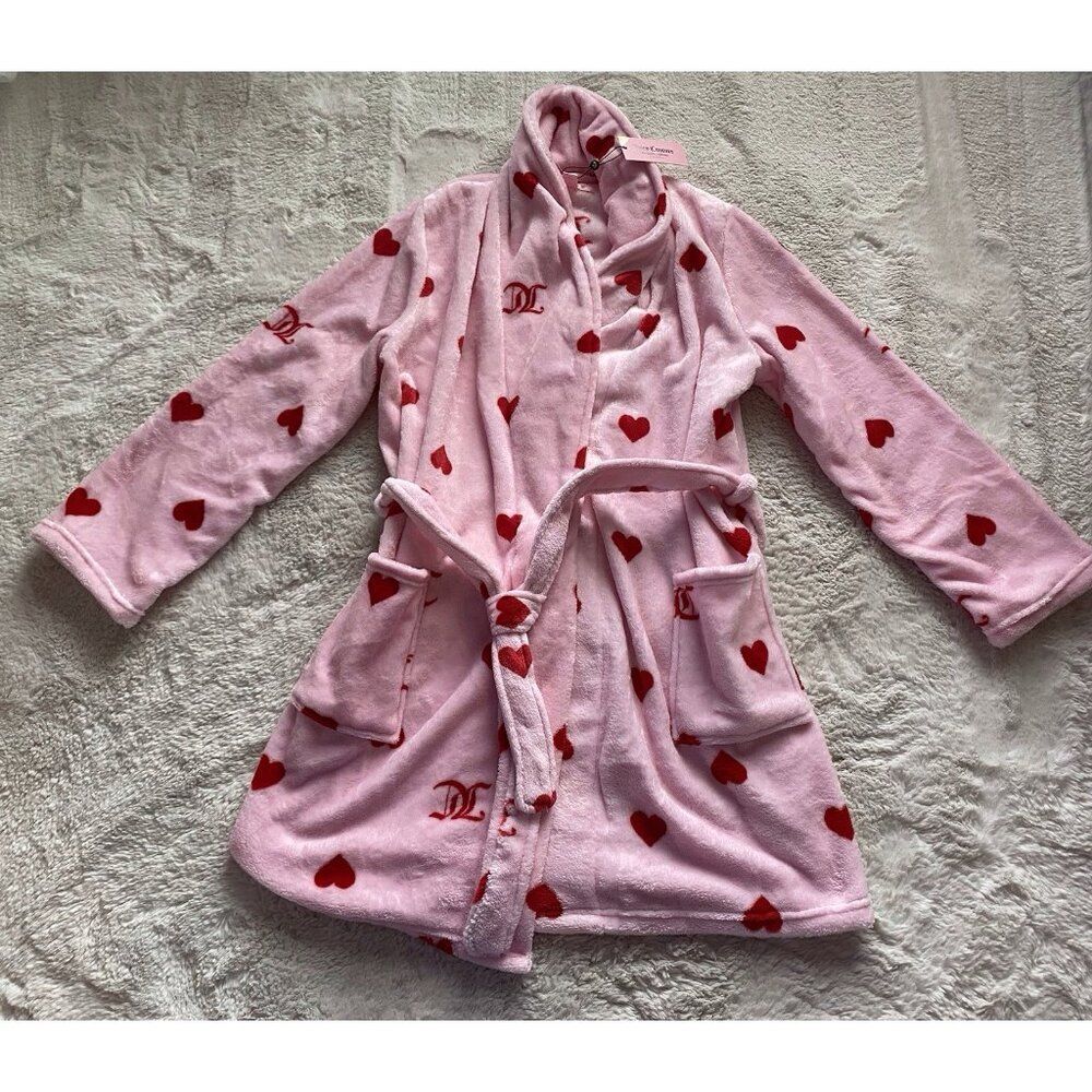 Juicy Couture Valentines Hearts Super Soft Plush 36” Robe Women’s Sz L/XL NEW